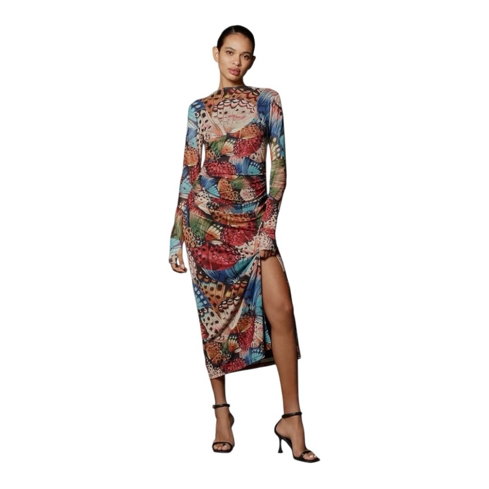 NWT Farm Rio Butterfly Print Mesh Midi Dress XXS